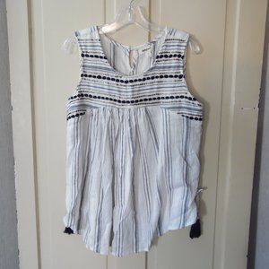 Boho Embellished/Embroidered Sequined Tassel Top M